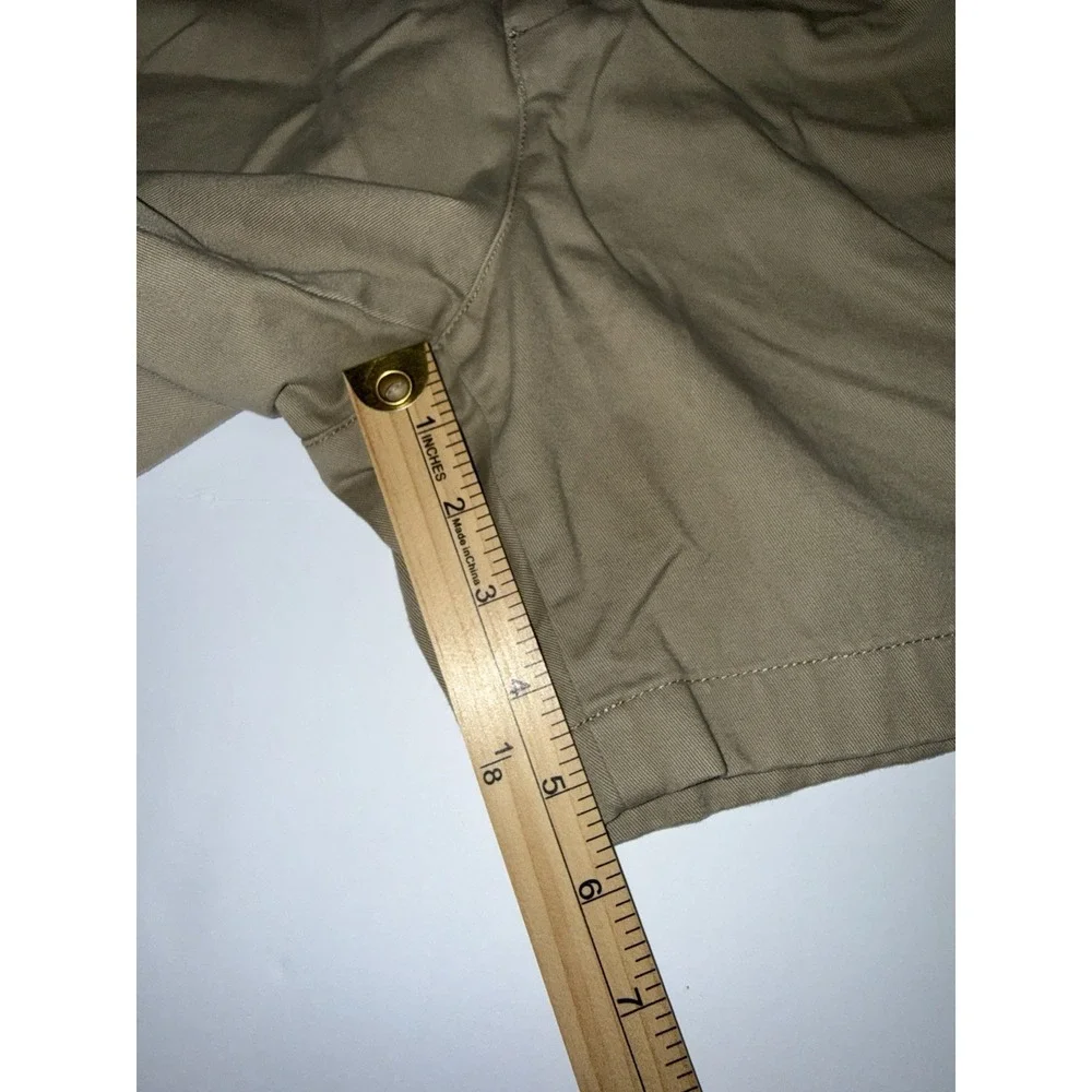 Lands' End Men 40 Chino Shorts Cotton Traditional Fit Tan Khaki Pleated Casual